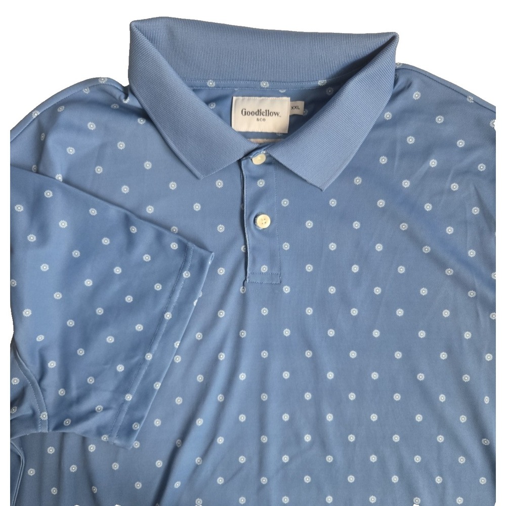 Goodfellow & Co. Men's‎ XXL Standard Fit Light Blue with White Flowers SS Polo
